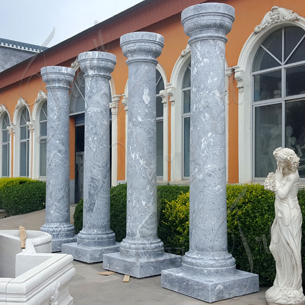Stone round solid white marble architectural columns for sale TMC-11