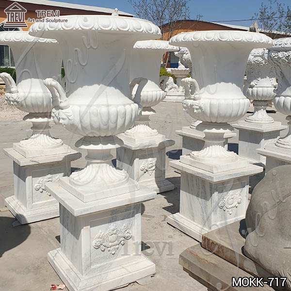 Large Garden Decor White Marble Flower Pots for Sale MOKK-717